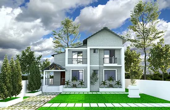 Modern Suburban House with Greenery Flicker Engineering